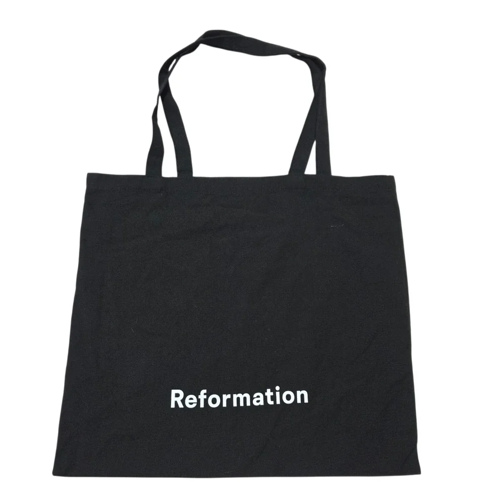 Reformation Black Canvas Tote Bag Reusable Shopping Bag Everyday‎ Carryall